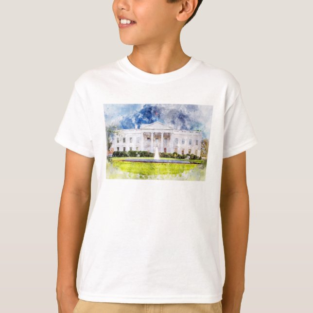 Camiseta Casa Branca em Washington DC Watercolor (Frente)