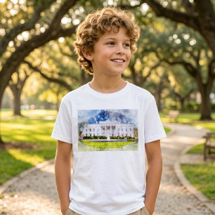 Camiseta Casa Branca em Washington DC Watercolor