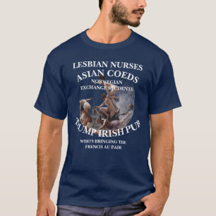 CAMISETA CASA BRANCA TRUMP COEDS ASIÁTICAS INTERCÂMBIO NORU