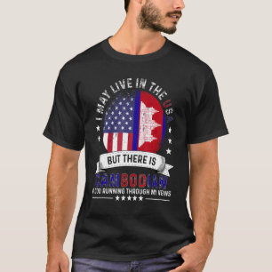 Camiseta Casa Cambojana Americana nos EUA Patriota Bandeira