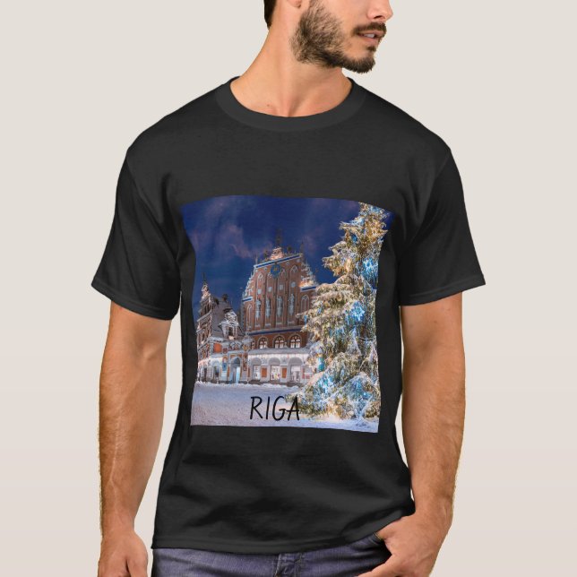 Camiseta Casa da árvore de Natal e dos Blackhead em Riga T- (Frente)