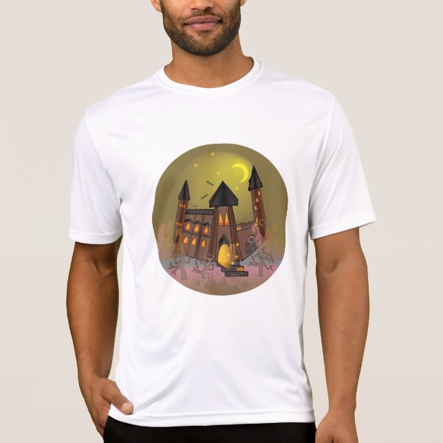 Camiseta Casa das bruxas do Dia das Bruxas e castelo dos va (Frente)