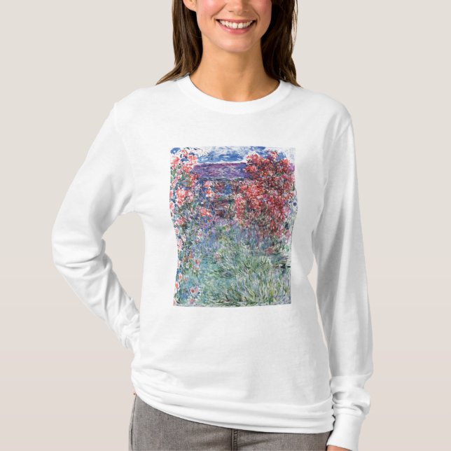 Camiseta Casa de Claude Monet | em Giverny sob os rosas (Frente)