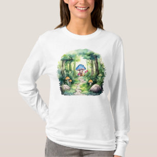 Camiseta Casa de Cogumelos Encantada em Floresta Mágica