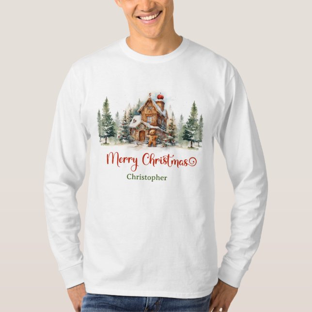 Camiseta Casa de gengibre de design de aquarelas etéreas (Frente)