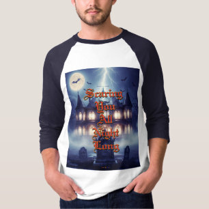 Camiseta Casa de Halloween com Frankie, Azul Escuro