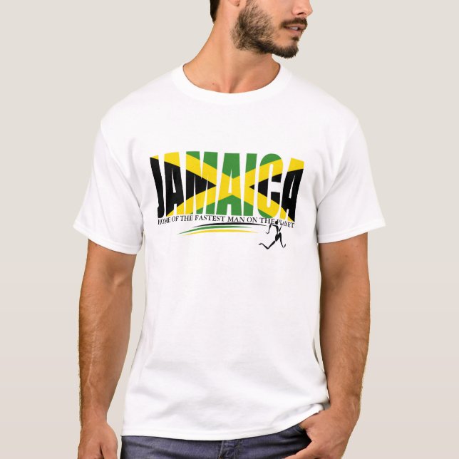 Camiseta Casa de Jamaica do homem o mais rápido no t-shirt (Frente)