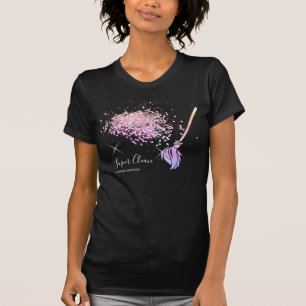 Camiseta Casa de Limpeza com Espumantes de Prata-Glitter T-