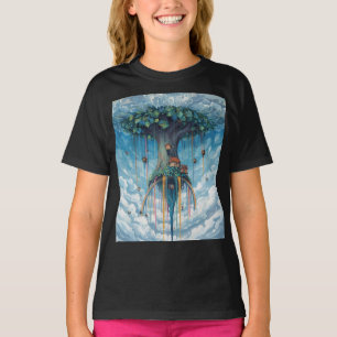 Camiseta Casa de Madeira Mágica de Chuva de Arco-Íris Inver