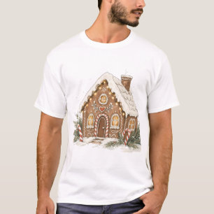 Camiseta Casa de Pão de Mel Clássica com Bengalas de Açúcar