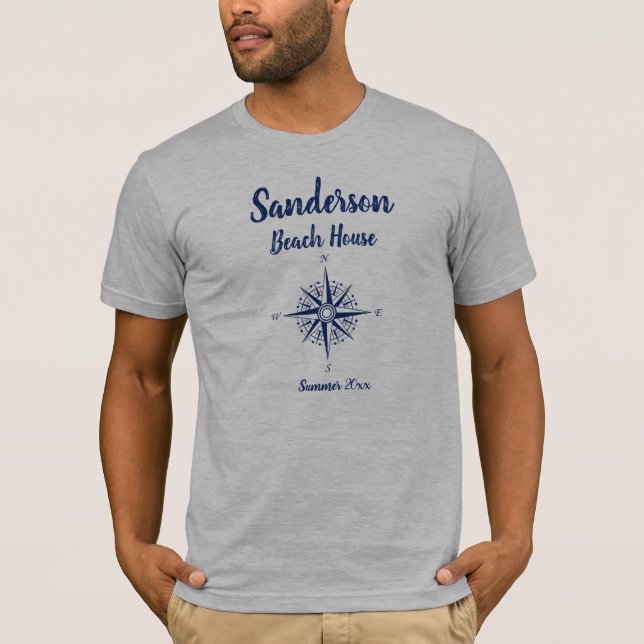 Camiseta Casa de praia Costeira de Compass Azul-Marinho Náu (Frente)