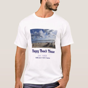 Camiseta Casa de praia estabelecida. Adicionar ano foto lat