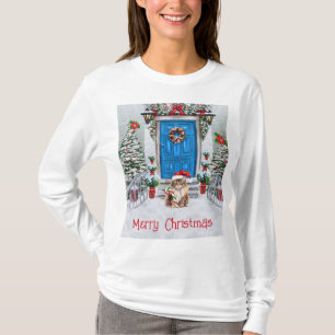 Camiseta Casa Decorada de Natal com Gatinho do Papai Noel