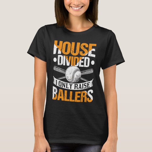 Camiseta Casa Dividida Eu Só Levanto Ballers Softball Baseb (Frente)