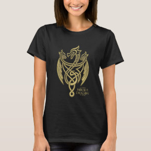 Camiseta CASA DO DRAGÃO   Ouro Filigree Dragon Crest