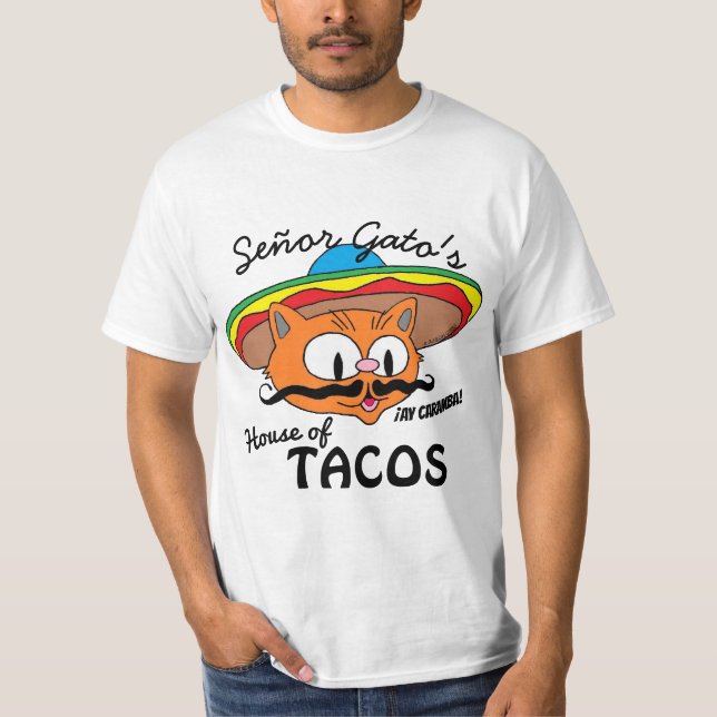 Camiseta Casa dos Tacos, Gato, Gato, Gato Mexicano (Frente)