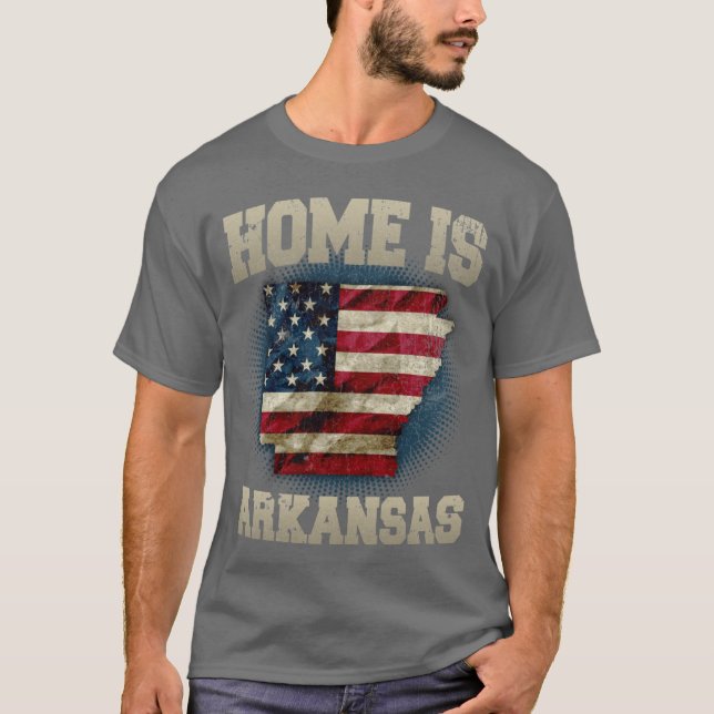 Camiseta Casa é Arkansas EUA mapa dos EUA presente único fã (Frente)