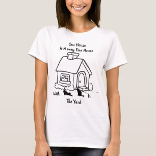 Camiseta Casa E Gatos Pretos E Brancos
