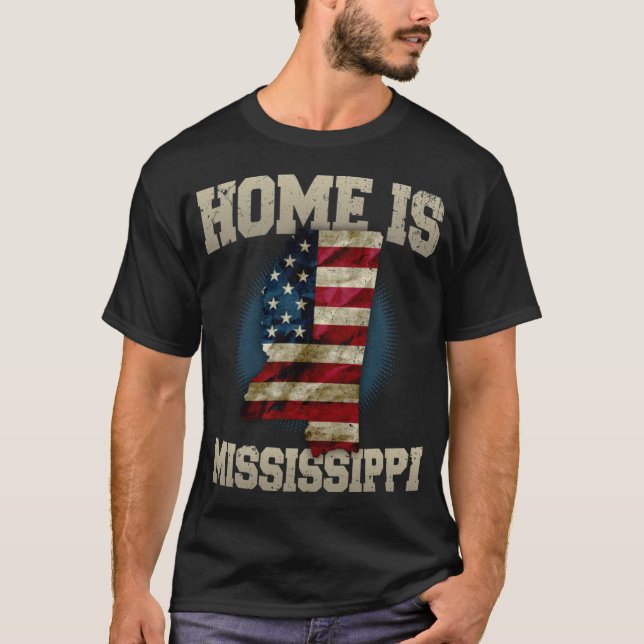 Camiseta Casa é Mississippi EUA mapa dos EUA presente único (Frente)