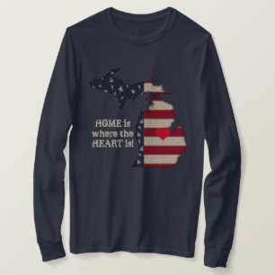 Camiseta Casa É Onde Está O Coração   Michigan Patrioti