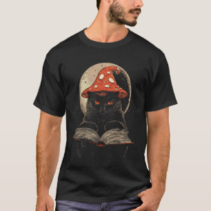 Camiseta Casa Encantada Aconchegante Gato Cogumelo Lendo um