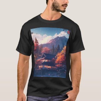Camiseta Casa Japonesa Nas Montanhas