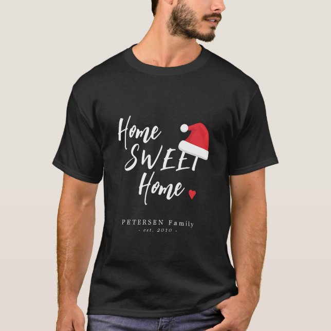 Camiseta Casa natalícia doce lar Papai Noel (Frente)