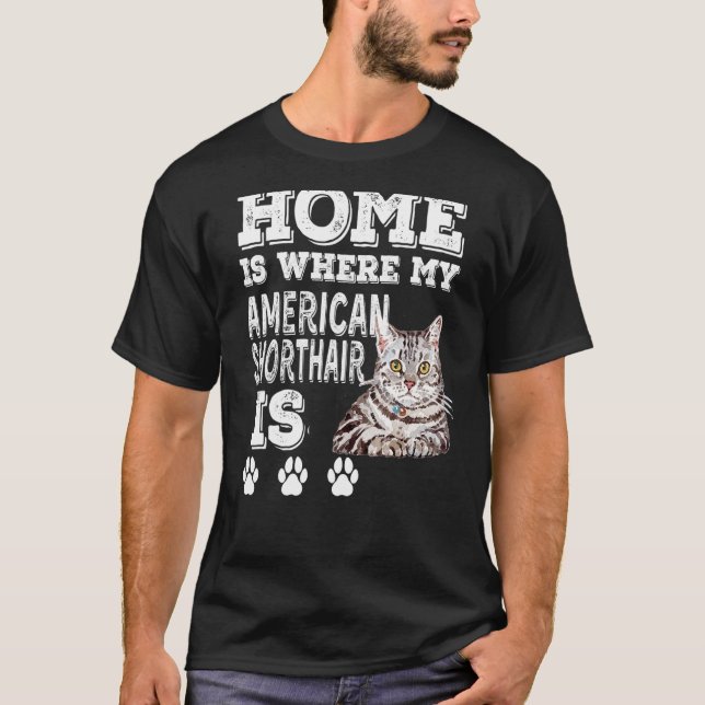 Camiseta Casa Onde Meu Gato Está O Ar Curto Americano (Frente)