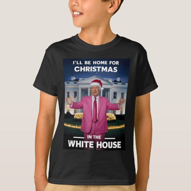 Camiseta Casa Para Papais noeis Xmas Engraçado Trump Xmas P (Frente)