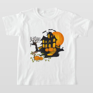 Camiseta Casa Spooky com morcegos diversão de Halloween