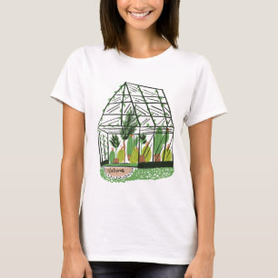 Camiseta Casa Verde Botânica Verde Moderna Rosa