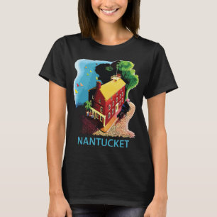 Camiseta Casa Vermelha de Nantucket Noite Azul Viagem