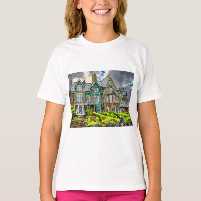 Camiseta Casa vitoriana em Keswick pintada em aquarela (Frente)