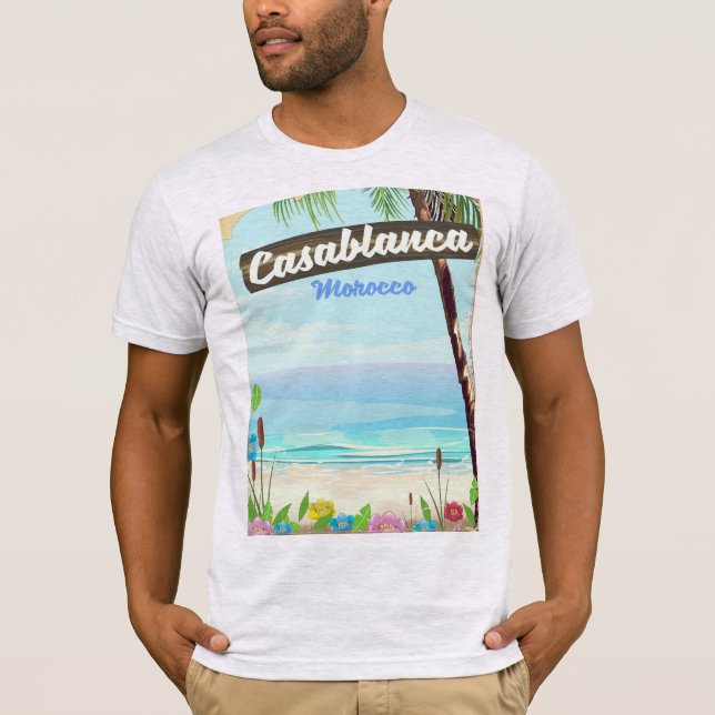 Camiseta Casablanca Marrocos, poster vintage romântico (Frente)