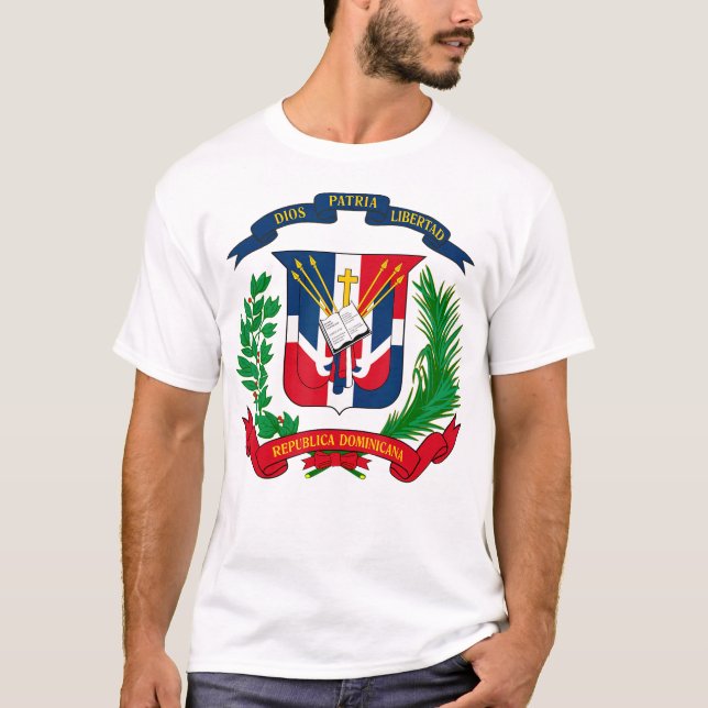 Camiseta Casaco da Arms Republica Dominicana Bandera Domini (Frente)