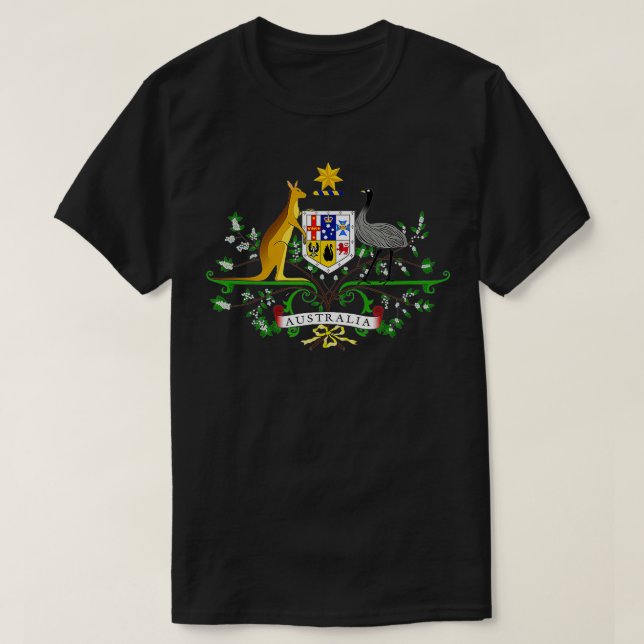 Camiseta Casaco da Austrália do braço Flag souvenir Aussie  (Frente do Design)