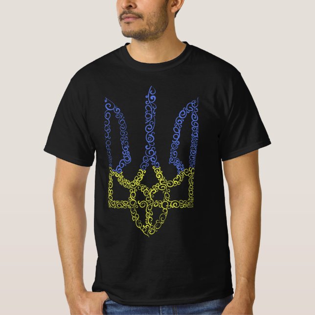 Camiseta Casaco da Ucrânia do modelo espiral tridente de ar (Frente)