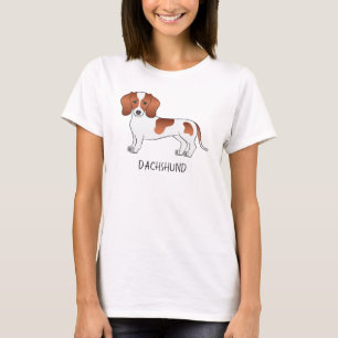 Camiseta Casaco Dachshund Cartoon Vermelho Suave Cão e Text