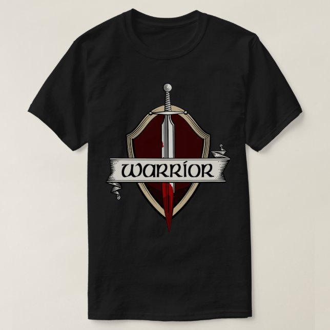 Camiseta Casaco de Armas de Espada Medieval do Guerreiro de (Frente do Design)