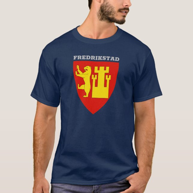 Camiseta Casaco de Armas de Fredrikstad, Noruega (Frente)
