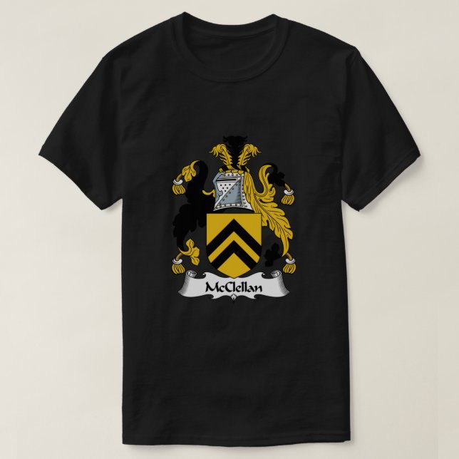 Camiseta Casaco de Armas McClellan Crest da Família McClell (Frente do Design)
