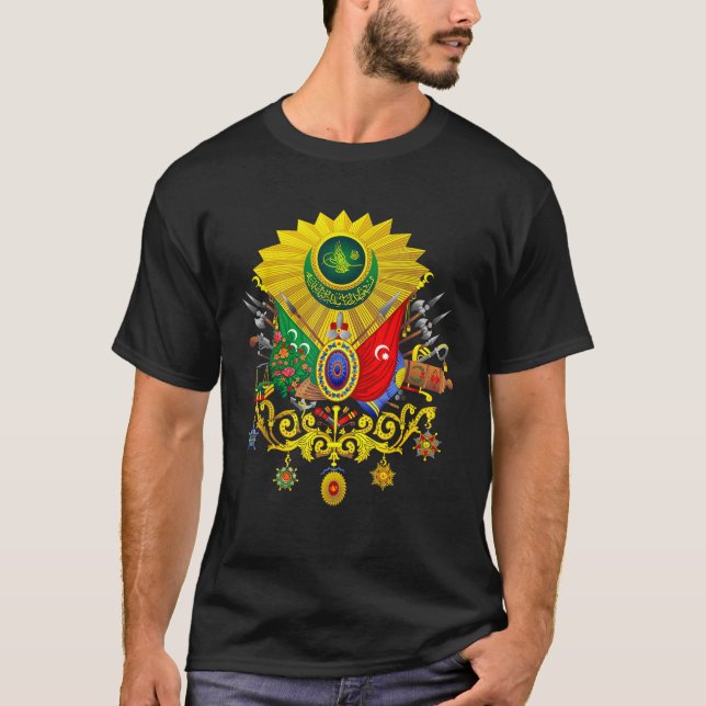 Camiseta Casaco de Armas Sultan Abdulhamid Arma Império Oto (Frente)