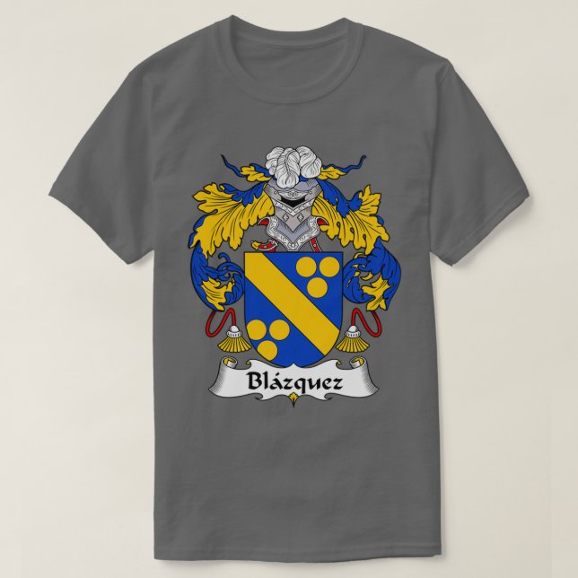 Camiseta Casaco de Blazquez da Proteção Familiar de Armas (Frente do Design)