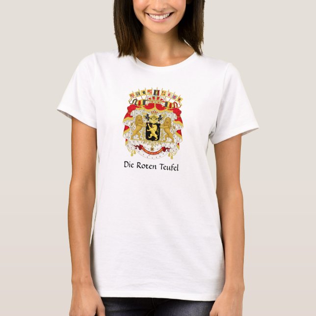 Camiseta Casaco de Braços Bélgica Die Roten Teufel T-Shirt (Frente)