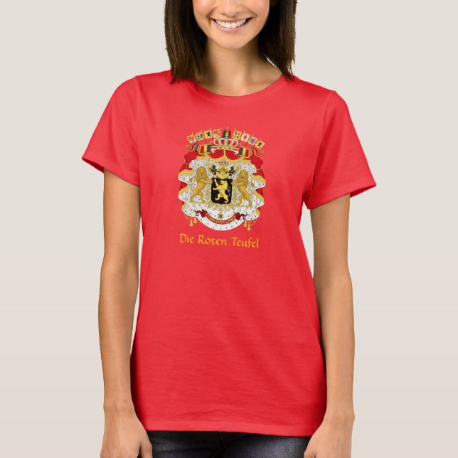 Camiseta Casaco de Braços Bélgica Die Roten Teufel T-Shirt (Frente)