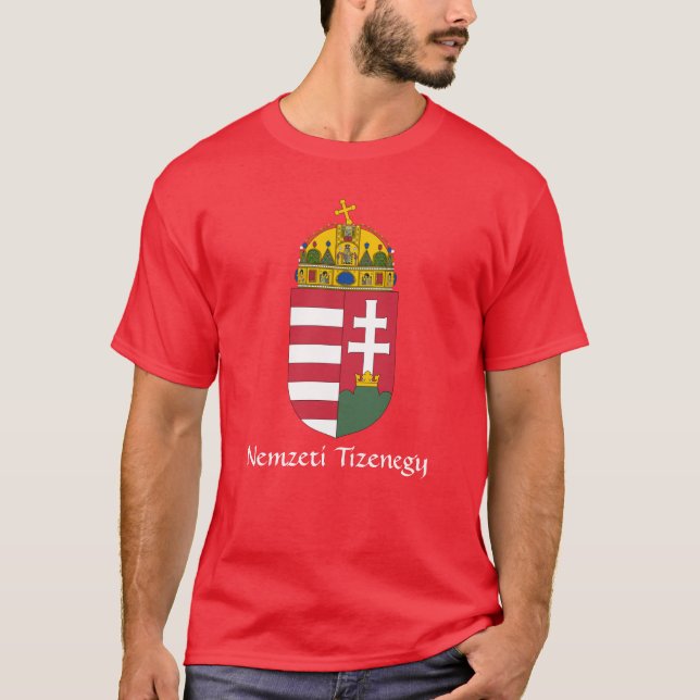 Camiseta CASACO de Braços VERMELHA Nemzeti Tizenegy T-Shirt (Frente)