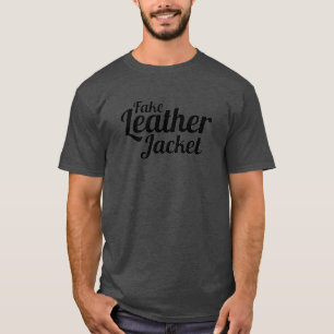 Camiseta Casaco de cabedal falsificado - preto no t-shirt