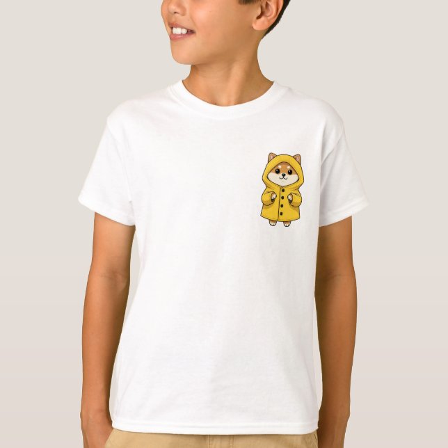 Camiseta Casaco de Chuva Aconchegante para Crianças Cachorr (Frente)