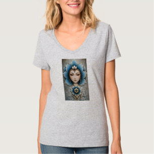 Camiseta Casaco de Ganga Feminino Floral Azul e Prata – Ele