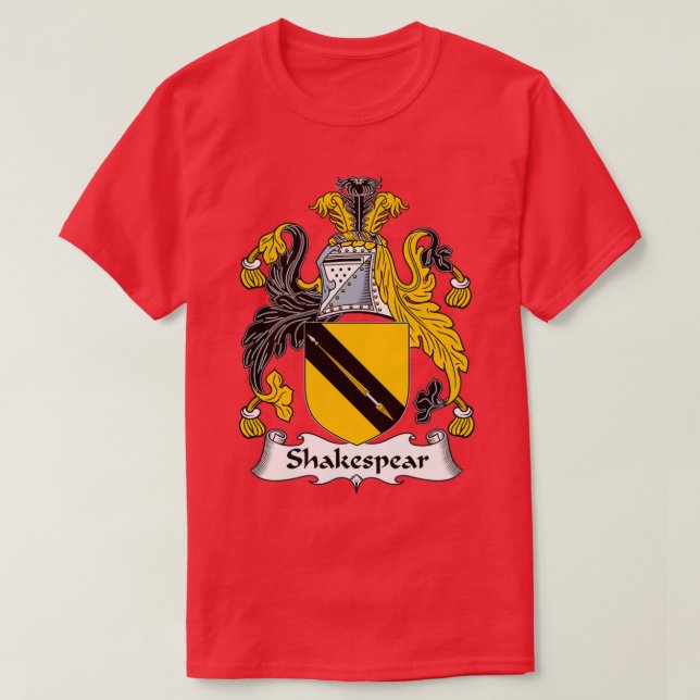 Camiseta Casaco de Shakespear de Guarda Familiar de Armas (Frente do Design)